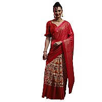 AKHILAM Womens Dola Silk Ethnic Motif Printed Saree With Unstitched Blouse Piece(Pink_RAJWADI02H_HS)