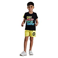 Clothe Funn Boys Half Sleeve Tshirts Shorts Black Lemon 34 Years