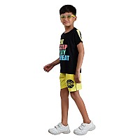 Clothe Funn Boys Half Sleeve Tshirts Shorts Black Lemon 34 Years