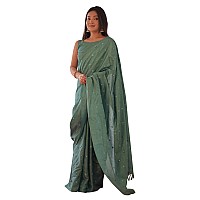 AKHILAM Womens Manipuri Silk Embellished Saree With Unstitched Blouse Piece(Sea Green_16KAVI1602)