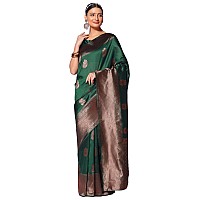 Sugathari Bottle Green Womens Kanchipuram Art Silk Saree With Blouse Piece KANCHIPURAM 2002 B GREEN