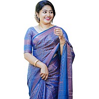 C J Enterprise Womens Pure Soft Kanjivaram Silk Saree for Wedding Kanchipuram Pattu Sarees Banarasi Cotton Latest Sari With Blou