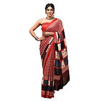 Crafts Moda Women Pure Cotton Multicolor Saree With Blouse