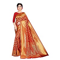 Yashika Womens Trendy Banarasi Kanjivaram Red Color Art Silk Saree with Blouse Material RASILI RED