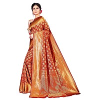 Yashika Womens Trendy Banarasi Kanjivaram Red Color Art Silk Saree with Blouse Material RASILI RED