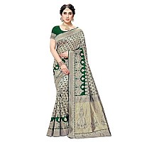 Yashika Womens Trendy Banarasi Kanjivaram Green Color Art Silk Saree with Blouse Material MALIYA GREEN