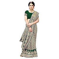 Yashika Womens Trendy Banarasi Kanjivaram Green Color Art Silk Saree with Blouse Material MALIYA GREEN