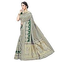 Yashika Womens Trendy Banarasi Kanjivaram Green Color Art Silk Saree with Blouse Material MALIYA GREEN