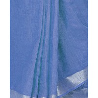 SheenKraft Womens Linen Blend Bhagalpuri Saree with Blouse Piece (Cornflower_Blue)