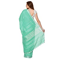 SheenKraft Womens Linen Blend Bhagalpuri Saree with Blouse Piece (Mint_Turquoise)