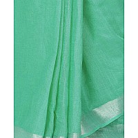 SheenKraft Womens Linen Blend Bhagalpuri Saree with Blouse Piece (Mint_Turquoise)