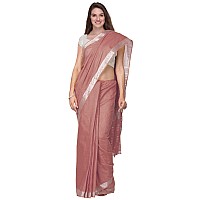 SheenKraft Womens Linen Blend Bhagalpuri Saree with Blouse Piece (Chestnut_Brown)