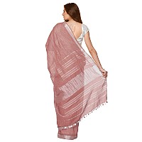 SheenKraft Womens Linen Blend Bhagalpuri Saree with Blouse Piece (Chestnut_Brown)