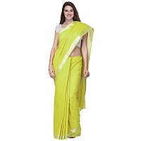 SheenKraft Womens Linen Blend Bhagalpuri Saree with Blouse Piece (Lemon_Yellow)