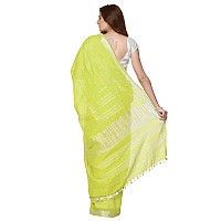 SheenKraft Womens Linen Blend Bhagalpuri Saree with Blouse Piece (Lemon_Yellow)