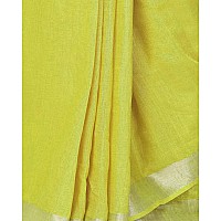 SheenKraft Womens Linen Blend Bhagalpuri Saree with Blouse Piece (Lemon_Yellow)