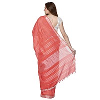 SheenKraft Womens Linen Blend Bhagalpuri Saree with Blouse Piece (Red)