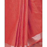 SheenKraft Womens Linen Blend Bhagalpuri Saree with Blouse Piece (Red)