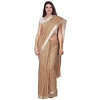 SheenKraft Womens Linen Blend Bhagalpuri Saree with Blouse Piece (Camel_Brown)