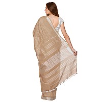 SheenKraft Womens Linen Blend Bhagalpuri Saree with Blouse Piece (Camel_Brown)