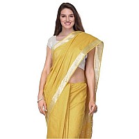 SheenKraft Womens Linen Blend Bhagalpuri Saree with Blouse Piece (Arylide_Yellow)