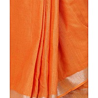 SheenKraft Womens Linen Blend Bhagalpuri Saree with Blouse Piece (Fine_Orange)