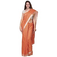 Sheenkraft Womens Linen Blend Bhagalpuri Saree with Blouse Piece (Persian_Orange)