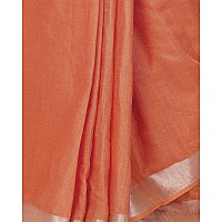 Sheenkraft Womens Linen Blend Bhagalpuri Saree with Blouse Piece (Persian_Orange)