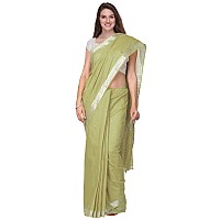 SheenKraft Womens Linen Blend Bhagalpuri Saree with Blouse Piece (Khaki_Green)