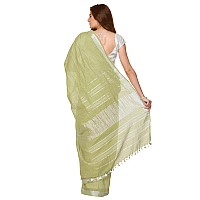 SheenKraft Womens Linen Blend Bhagalpuri Saree with Blouse Piece (Khaki_Green)