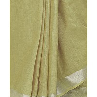 SheenKraft Womens Linen Blend Bhagalpuri Saree with Blouse Piece (Khaki_Green)