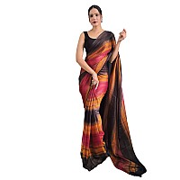 SIRIL Womens Georgette Printed Ready To Wear Saree With Unstitched Blouse Piece (3374S363_Mustard & Black)