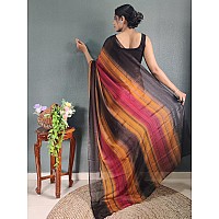 SIRIL Womens Georgette Printed Ready To Wear Saree With Unstitched Blouse Piece (3374S363_Mustard & Black)