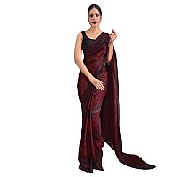 SIRIL Womens Georgette Printed Ready To Wear Saree With Unstitched Blouse Piece (3374S366_Maroon)