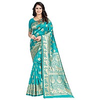 C J Enterprise Womens Pure Kanjivaram Soft Silk Saree Banarasi Design Wear Pattu Sarees Latest Party Cotton Sari collections Wit