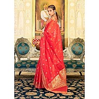 GRECIILOOKS Women Jacquard Cotton Silk Casual Regular Fit Saree Orange