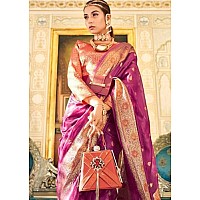 GRECIILOOKS Womens JACQUARD COTTON SILK Casual Saree for Women Pink