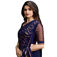 Flosive Womens Kanjivaram Silk Saree With Handloom Weaving Work With Blouse (BLUE)