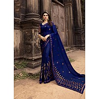 Flosive Womens Kanjivaram Silk Saree With Handloom Weaving Work With Blouse (BLUE)