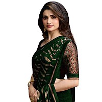 Flosive Womens Kanjivaram Silk Saree With Handloom Weaving Work With Blouse (GREEN G)