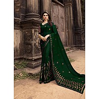 Flosive Womens Kanjivaram Silk Saree With Handloom Weaving Work With Blouse (GREEN G)