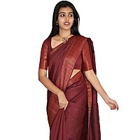 Flosive Womens Kanjivaram Silk Saree With Handloom Weaving Work With Blouse (MAROON M)