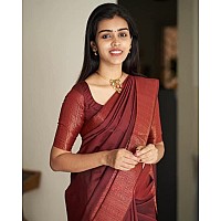 Flosive Womens Kanjivaram Silk Saree With Handloom Weaving Work With Blouse (MAROON M)