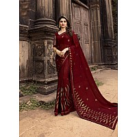 Flosive Womens Kanjivaram Silk Saree With Handloom Weaving Work With Blouse (MAROON)