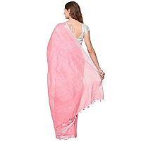 SheenKraft Womens Linen Blend Bhagalpuri Saree with Blouse Piece (Blossom_Pink)