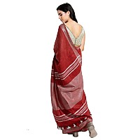 SheenKraft Womens Linen Blend Bhagalpuri Saree with Blouse Piece (Fine_Red)