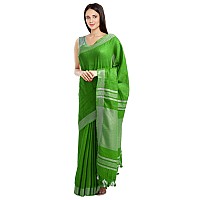 SheenKraft Womens Linen Blend Bhagalpuri Saree with Blouse Piece (Kelly_Green)