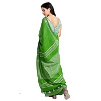 SheenKraft Womens Linen Blend Bhagalpuri Saree with Blouse Piece (Kelly_Green)