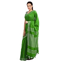 SheenKraft Womens Linen Blend Bhagalpuri Saree with Blouse Piece (Kelly_Green)