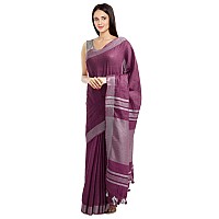 SheenKraft Womens Linen Blend Bhagalpuri Saree with Blouse Piece (Haze_Magenta)